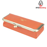 Royal Bagger Genuine Leather Fashion Glasses Case - RFID Blocking, Fashion Pencil Bag with Kiss Lock, Coin Purse for Women 2135