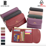 Royal Bagger RFID Blocking Women's Short Wallet Genuine Leather Multi-card Slots Card Holder Trifold Purse Magnetic Opening 2063