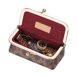 Royal Bagger Mini Jewelry Box – RFID Coated Canvas & Leather Organizer for Rings, Necklaces & Earrings, Women's Kiss Lock Purse 5125