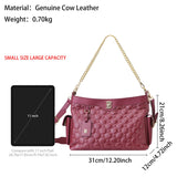 Royal Bagger Genuine Cow Leather Quilted Crossbody Bag, Large Capacity Tote Handbag, Chain Shoulder Purse for Women 3270