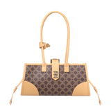 Royal Bagger Women's Shoulder Bag, Coated Canvas & Vegetable-Tanned Cowhide Leather, Retro Large Capacity Underarm Tote 5265