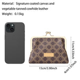 Royal Bagger Women's RFID Card Holder, Kiss Lock Coin Purse, Short Wallet, Signature Coated Canvas & Vegetable-Tanned Cowhide Leather 5120