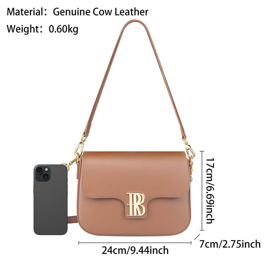 Royal Bagger Crossbody Box Bag for Women, Genuine Cowhide Leather, Elegant Small Shoulder Purse, Compact Daily Handbag 3245