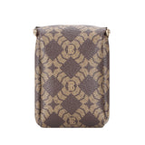 Royal Bagger Women's Mini Chain Cosmetics Case, Signature Coated Canvas & Vegetable-Tanned Cowhide Leather Kiss Lock Purse, Small Makeup Bag with Mirror 5241