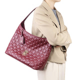 Royal Bagger Genuine Cow Leather Quilted Tote Bag for Women, Large Capacity Handbag, Fashion Shoulder Underarm Purse 3269