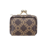 Royal Bagger Women's Mini Jewelry Box & Coin Purse with Removable Chain – Signature Coated Canvas & Vegetable-Tanned Cowhide Leather, Small Kiss Lock Storage Bag 9894