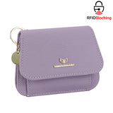 Royal Bagger Multi-card Slots Short Wallet Genuine Leather Credit Card Holder RFID Blocking Coin Purse with Keychain 2443