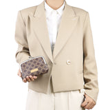 Royal Bagger RFID Coin Purses for Women, Fashion Kiss Lock Change Pouch, Double Clip Key Card Storage Bag, Signature Coated Canvas & Vegetable-Tanned Cowhide Leather 2858