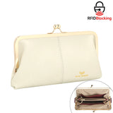 Royal Bagger RFID Kiss Lock Wallet, Genuine Leather Clutch Purse for Women with Solid Color Lining & Multi-Card Slots 3468