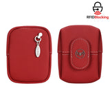 Royal Bagger RFID Mini Genuine Leather Women's Coin Purse - Solid Color Buckle Pouch for Keys, Earphones & Daily Essentials 3603