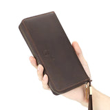 Royal Bagger Vintage Long Wallet for Men, Genuine Leather Zipper Clutch Purse, Portable Wristlet Card Holder 1833