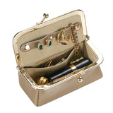 Royal Bagger Genuine Leather Jewelry Box, Mini Organizer for Rings, Necklaces & Earrings, Women's Kiss Lock Coin Purse 3125