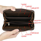 Royal Bagger Retro Zipper Long Wallet for Men, Genuine Leather Clutch Coin Purse, Simple Credit Card Holder 1657
