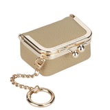 Royal Bagger Genuine Leather Mini Kiss Lock Coin & Jewelry Box, Removable Keychain, Storage for Rings, Earrings, Necklaces 2894