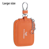 Royal Bagger Mini Earphone Bag Genuine Leather Zipper Key Wallet with Keychain, Portable Headphone Case for Men & Women 3901