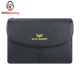 Royal Bagger RFID Blocking Women's Short Wallet Genuine Leather Multi-card Slots Card Holder Trifold Purse Magnetic Opening 2063