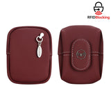 Royal Bagger RFID Mini Genuine Leather Women's Coin Purse - Solid Color Buckle Pouch for Keys, Earphones & Daily Essentials 3603