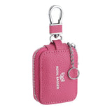 Royal Bagger Mini Portable Zipper Earphone Bags Genuine Leather Small Key Wallet with Keychain Fashion Simple Headphone Bag 2901