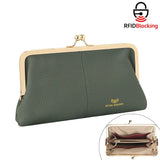 Royal Bagger RFID Kiss Lock Wallet, Genuine Leather Clutch Purse for Women with Solid Color Lining & Multi-Card Slots 3468