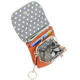 Royal Bagger Kiss Lock Coin Purse for Women RFID Simple Card Holder with Removable Keychain Genuine Leather Storage Bag 2622