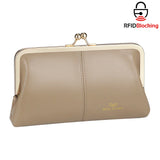 Royal Bagger RFID Genuine Leather Wallet for Women, Kiss Lock Clutch with Multi-Card Slots, Vintage Card Holder Purse 2468