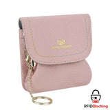 Royal Bagger Kiss Lock Coin Purse for Women RFID Simple Card Holder with Removable Keychain Genuine Leather Storage Bag 2622