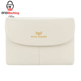 Royal Bagger RFID Blocking Women's Short Wallet Genuine Leather Multi-card Slots Card Holder Trifold Purse Magnetic Opening 2063