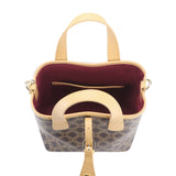 Royal Bagger Retro Signature Canvas & Leather Bucket Bag, Convertible Tote & Basket Handbag for Women 5262