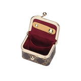 Royal Bagger Women's Mini Jewelry Box & Coin Purse – Signature Coated Canvas & Vegetable-Tanned Cowhide Leather, Solid Color Kiss Lock Change Pouch, Casual Small Storage Bag 5894