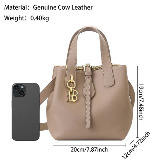Royal Bagger Women Genuine Cow Leather Bucket Bag Elegant Crossbody Shoulder Purse Basket Handbag 3262