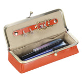 Royal Bagger Genuine Leather RFID Blocking Fashion Glasses Case, Pencil Bag with Kiss Lock, Organizer for Rings, Necklaces & Earrings for Women 3135