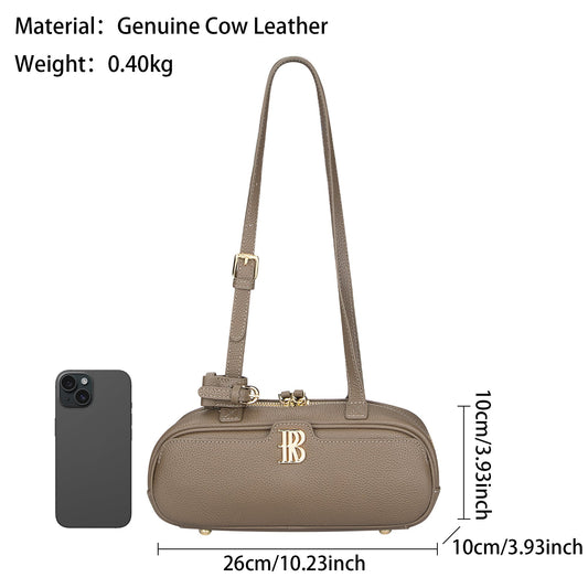 Royal Bagger Genuine Cow Leather Shoulder Handbag for Women, Cylinder Purse with Adjustable Strap, Fashion Women's Bag 3249