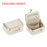 Royal Bagger Genuine Leather Mini Coin Purse, Solid Color Kiss Lock Change Pouch, Casual Style Small Storage Bag for Women 1894