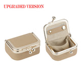 Royal Bagger Genuine Leather Mini Coin Purse, Solid Color Kiss Lock Change Pouch, Casual Style Small Storage Bag for Women 1894