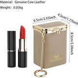 Royal Bagger Mini Chain Cosmetics Case for Women, Genuine Cow Leather Retro Kiss Lock Purse, Small Lipstick Makeup Bag with Mirror 3241
