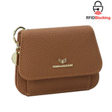 Royal Bagger Multi-card Slots Short Wallet Genuine Leather Credit Card Holder RFID Blocking Coin Purse with Keychain 2443