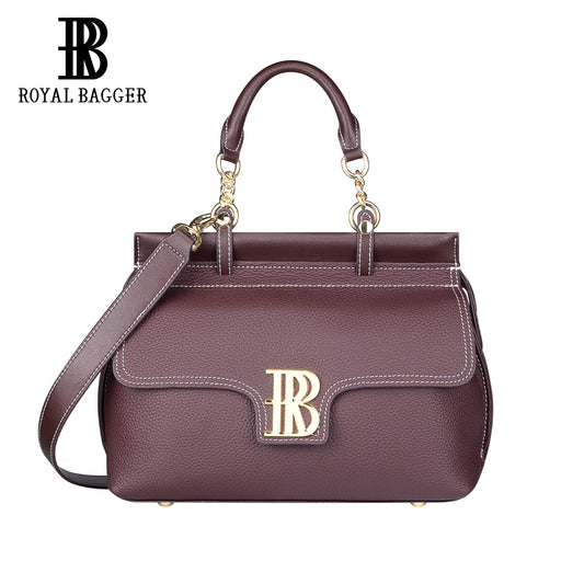 Royal Bagger Genuine Cow Leather Shoulder Crossbody Bag for Women, Large Capacity Top Handle Handbag Stylish Daily Purse 3248