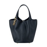 Royal Bagger Vintage Genuine Leather Basket Bag Stylish Versatile Handheld Bucket Bag for Women's Commuting 3260