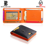 Royal Bagger Men’s Slim Carbon Fiber & Genuine Cow Leather Wallet – Minimalist RFID-Blocking Card Holder, Lightweight Front Pocket Travel Wallet 5240